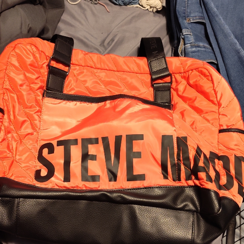Steve Madden Vibrant Orange and Black Duffel Bag